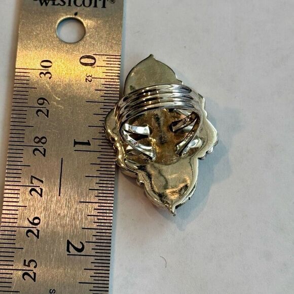 Spiny Turquoise Southwestern Statement Boho Ring Sterling Silver Floral Framed - Picture 6 of 10